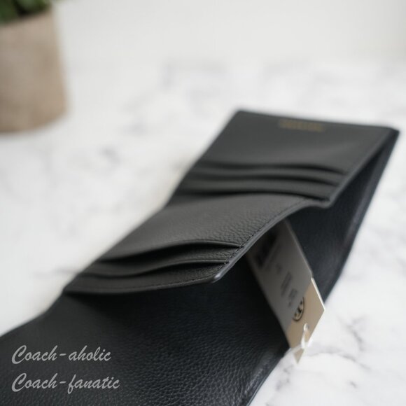 NWT Tory Burch Thea Black Pebbled Leather Tri-Fold Compact Wallet 169967 - Picture 8 of 8